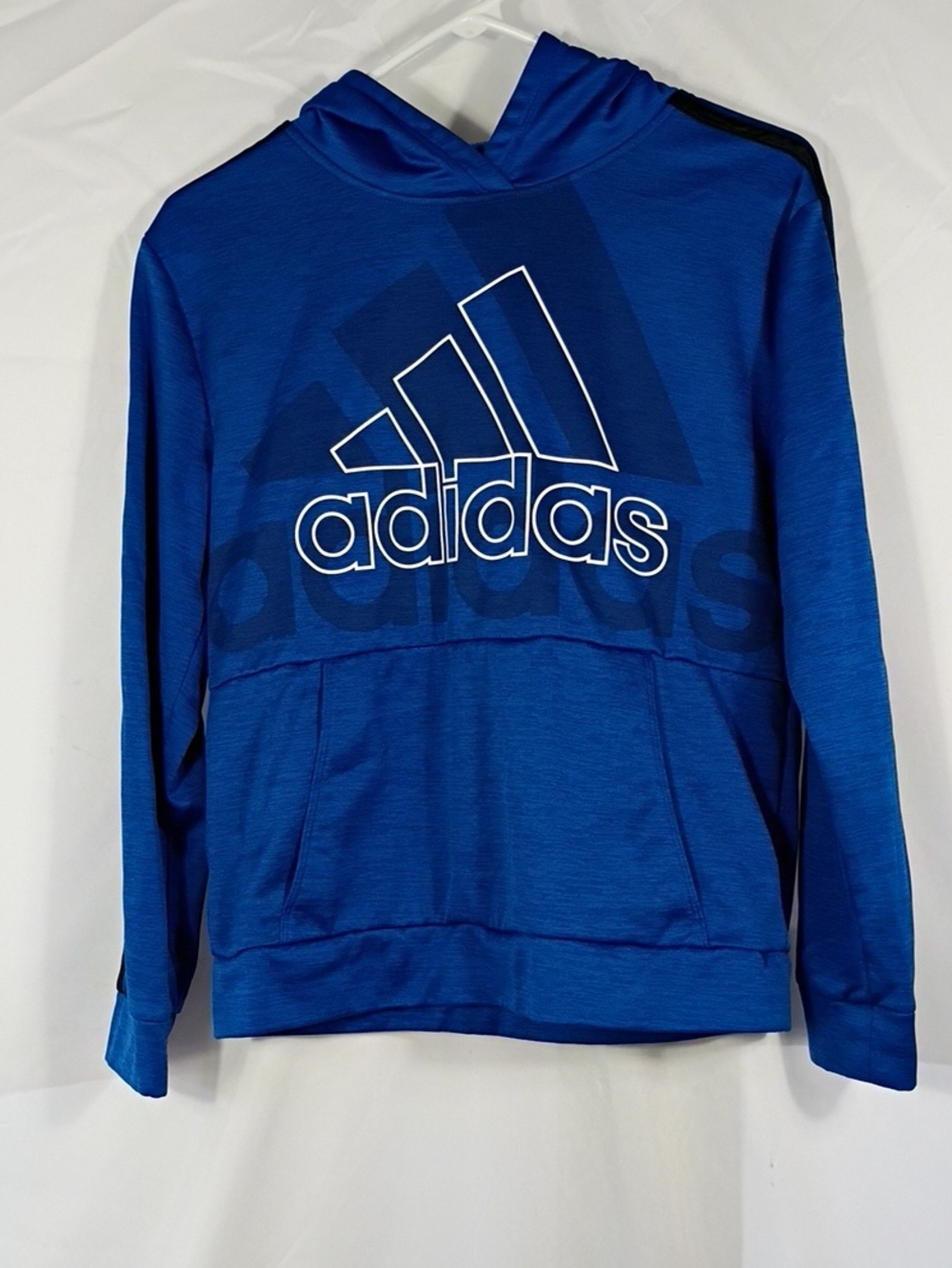 EUC Adidas Blue Athletic Pullover Hoodie Boys Size Large 14/16 Winter